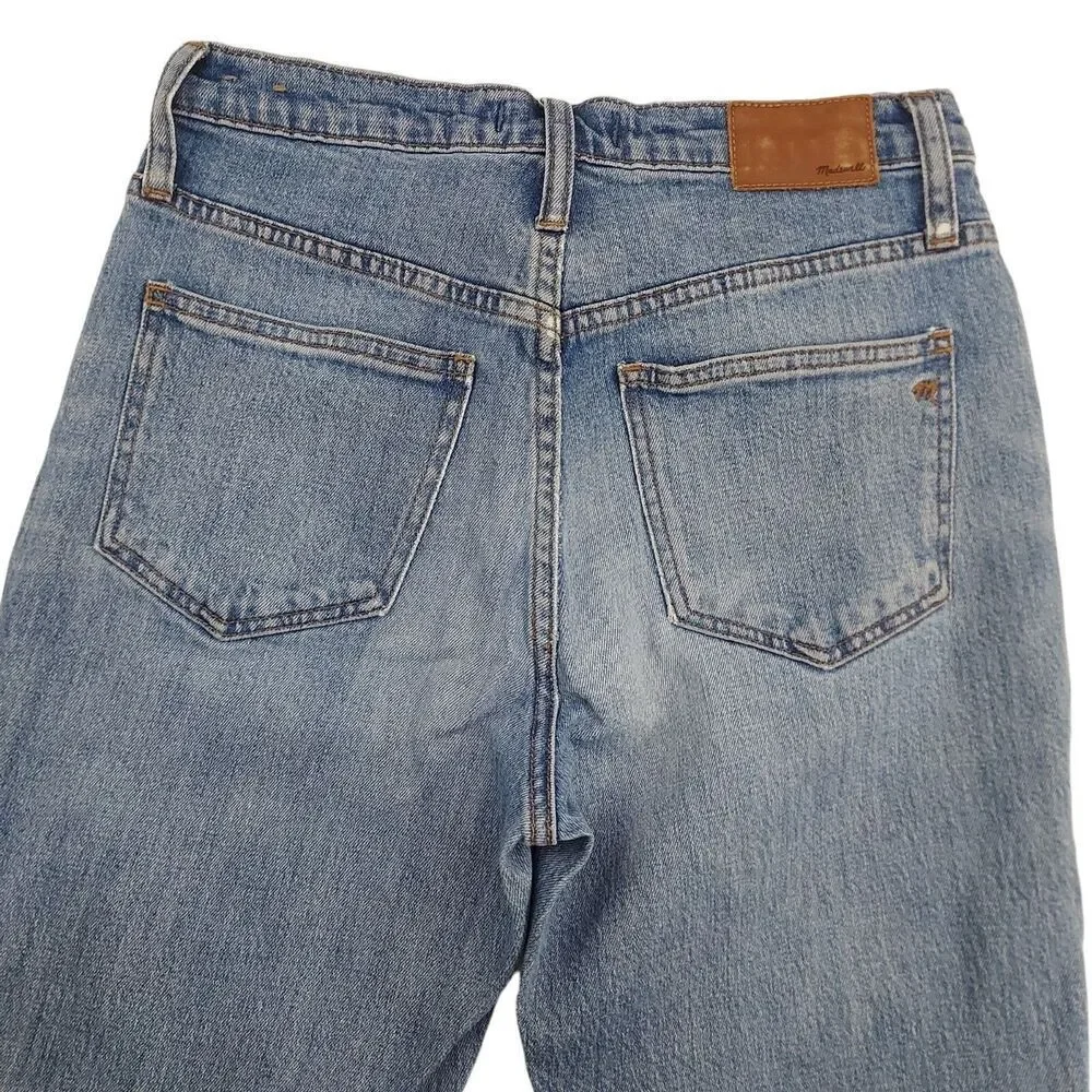 Madewell The High-Rise Slim Boyjean Womens 24 Blue Distressed Premium Denim